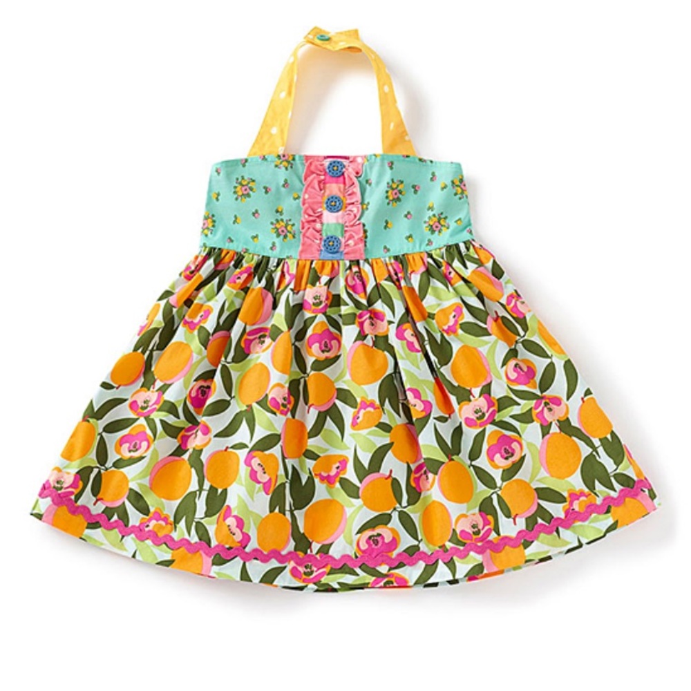 Matilda Jane Clothing | Green & Pink Floral You're a Peach Halter Tunic - Girls